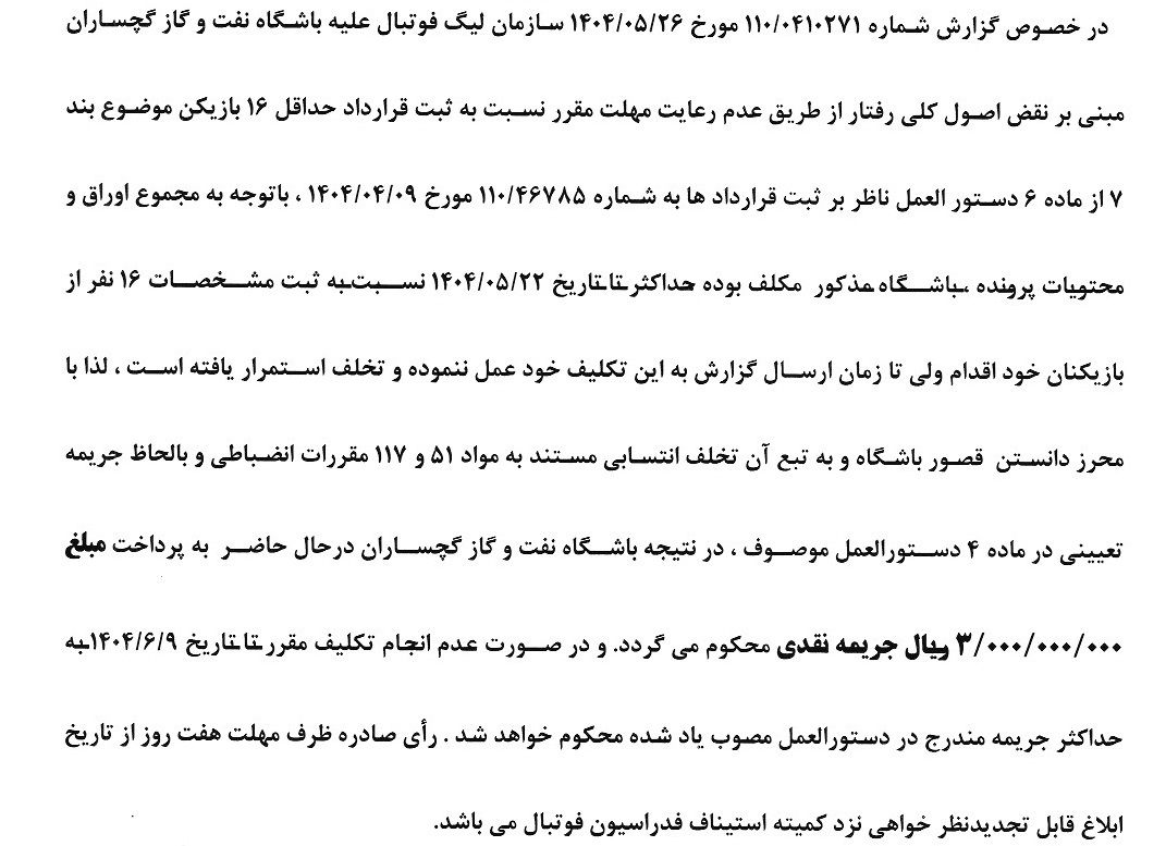 صدور آرای کمیته انضباطی